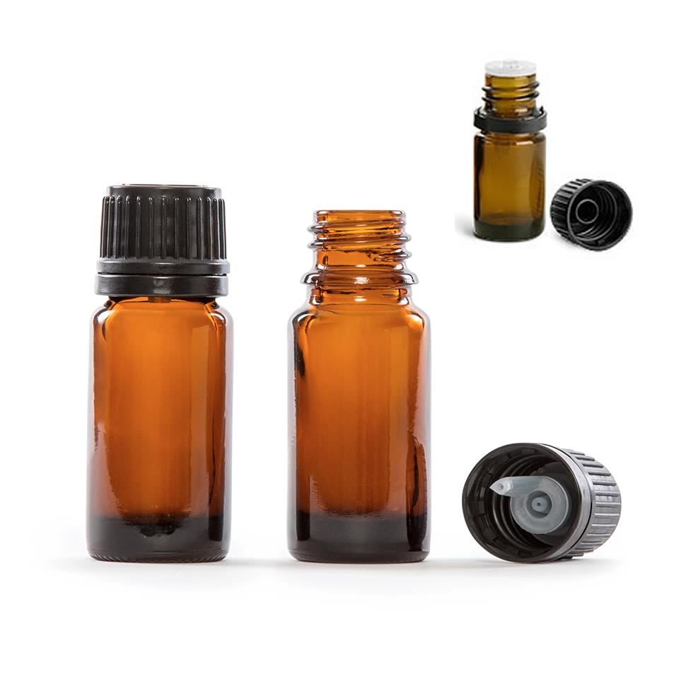 3 Pack - (.33 oz.)10 ml Amber Glass Bottle With Built In Dropper