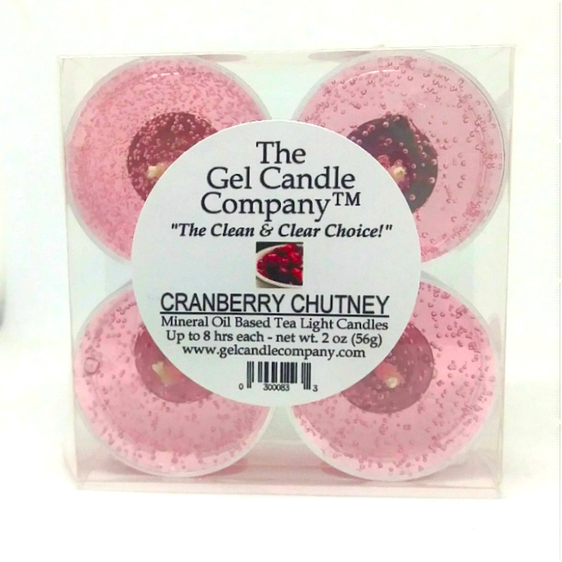 Cranberry Chutney Scented Gel Candle Tea Lights - 4 pk. - Click Image to Close