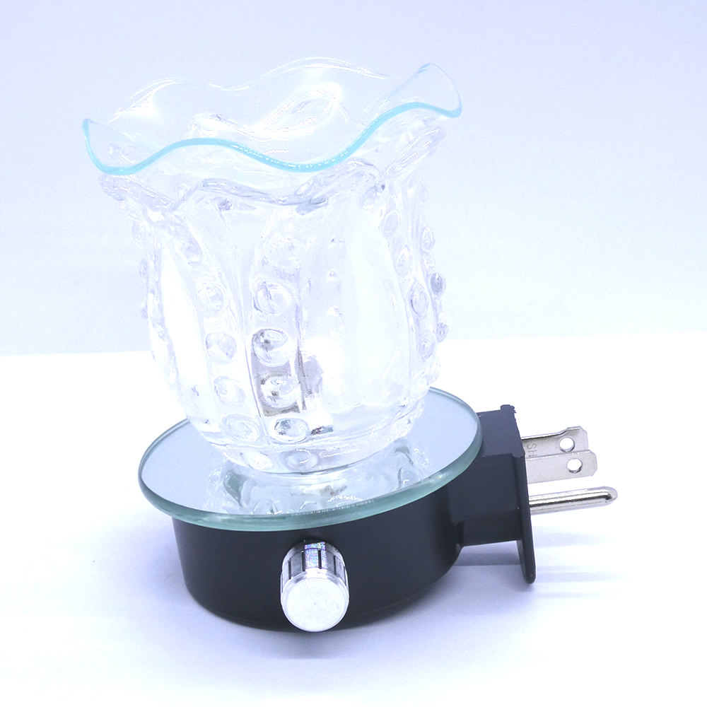 Clear Glass Crown Glass Plugin Aroma Warmer Oil Dimmer Control