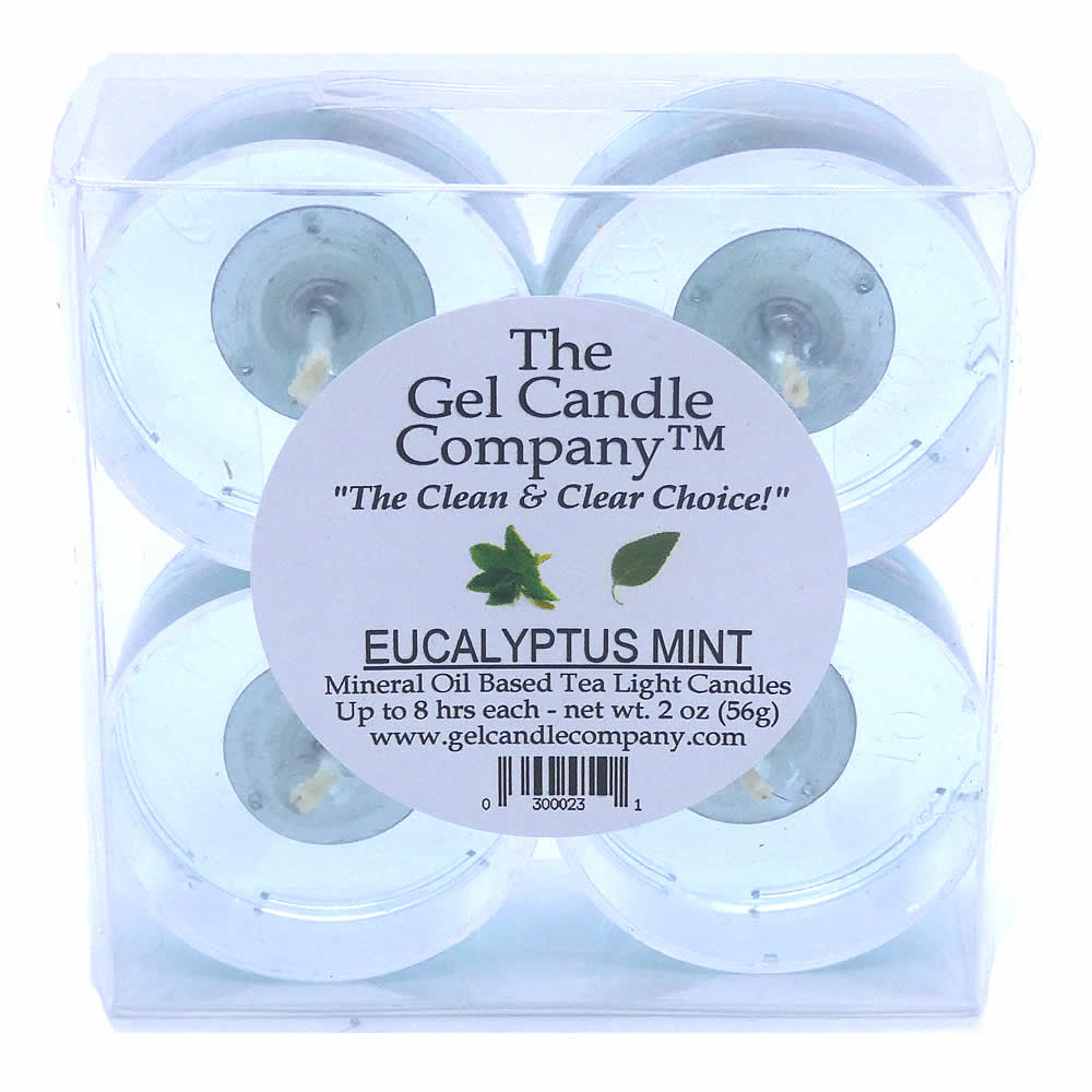Eucalyptus Mint Scented Gel Candle Tea Lights - 4 pk.
