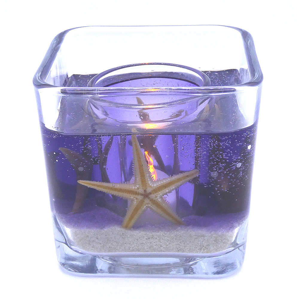 Flameless Ocean.Purple Starfish Gel Forever Candle - Cube