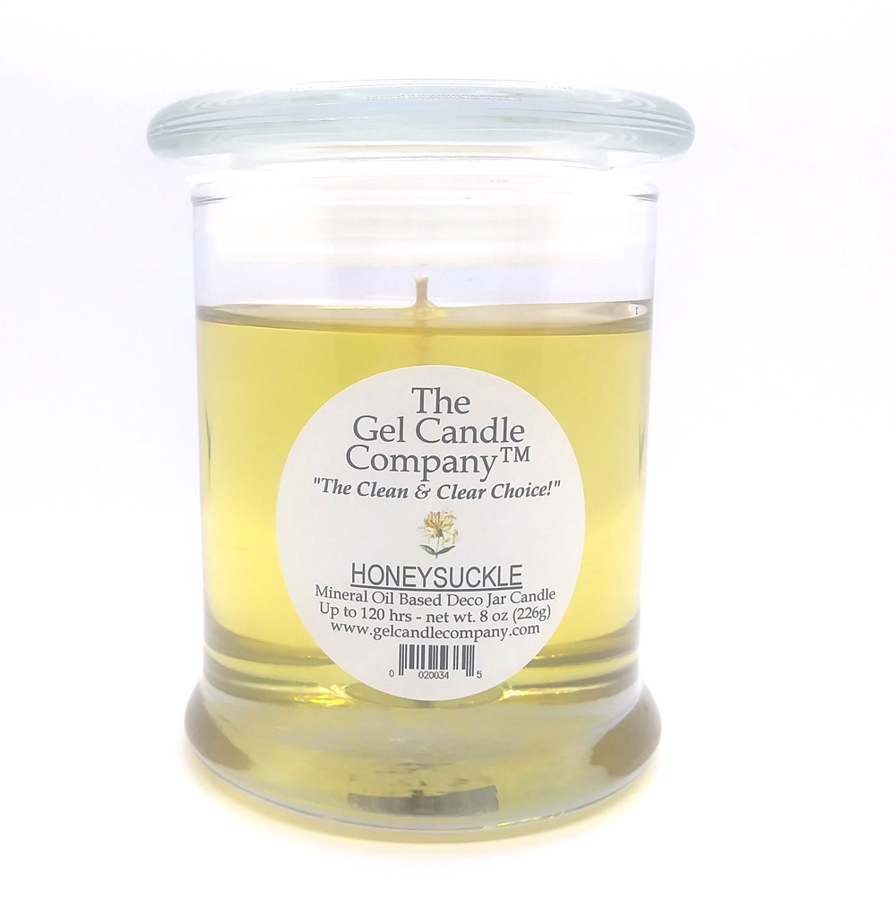 Honeysuckle Scented Gel Candle up to 120 Hour Deco Jar - Click Image to Close