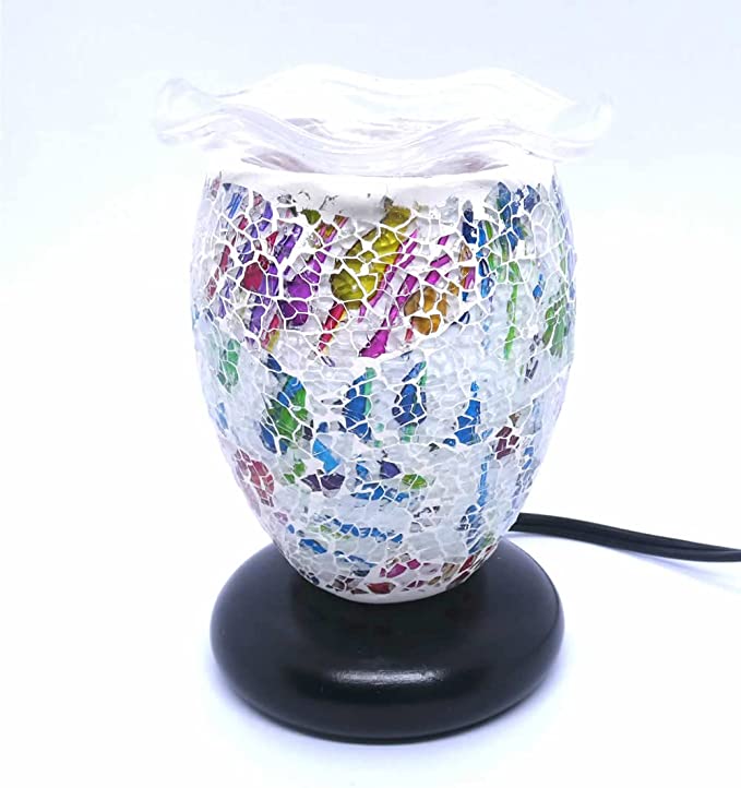 Decorative Mosaic Glass Aroma Lamp Multi Pastel Colors - Click Image to Close