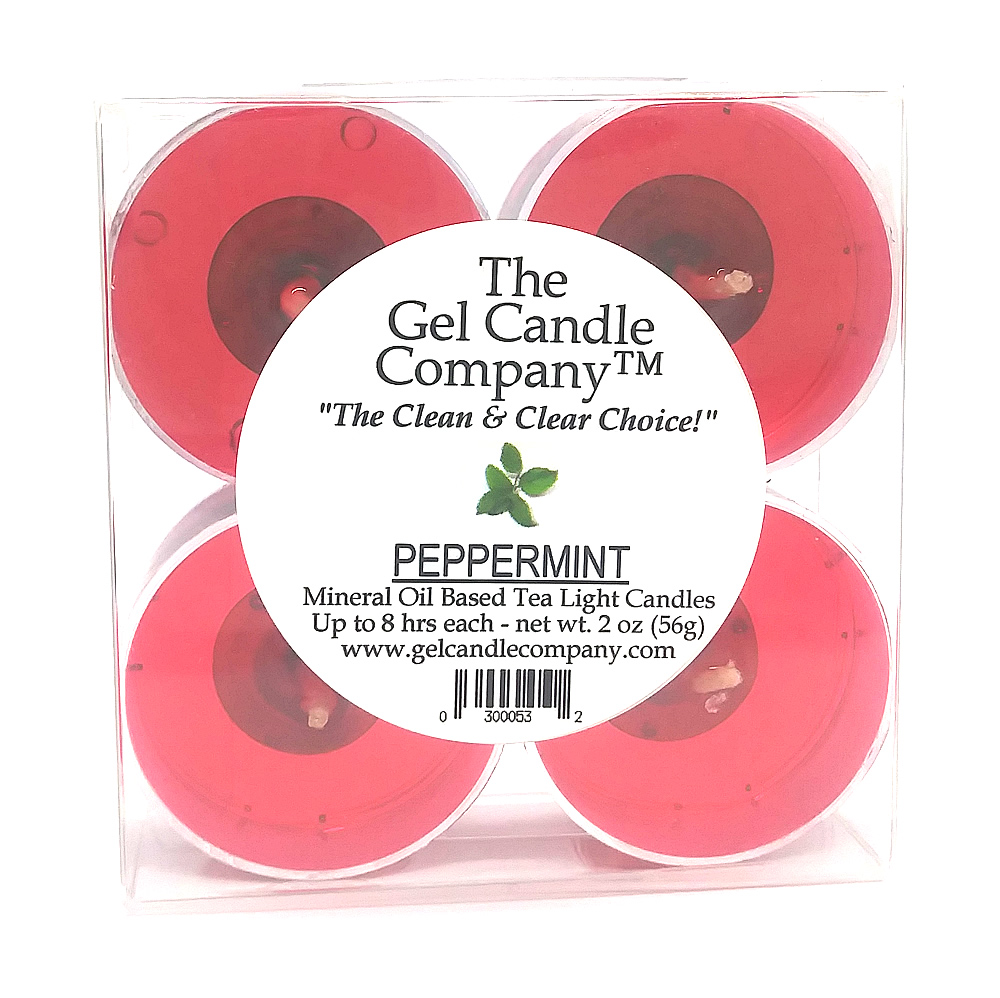 Peppermint Scented Gel Candle Tea Lights - 4 pk. - Click Image to Close