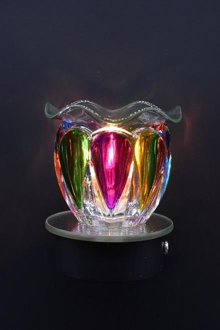 Glass Colorful NewTulip Style Plug-in Warmer Night Light w/dish