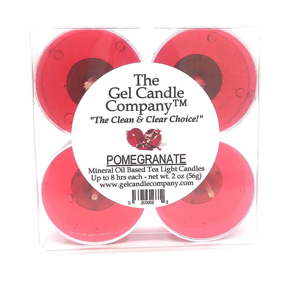 Pomegranate Scented Gel Candle Tea Lights - 4 pk. - Click Image to Close