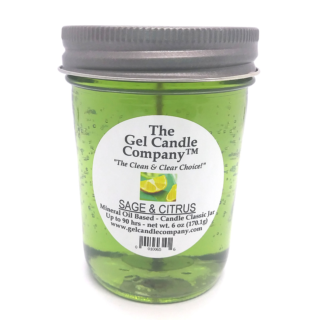 Sage and Citrus 90 Hour Gel Candle Classic Jar - Click Image to Close