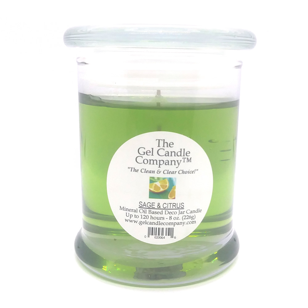 Sage and Citrus Scented Gel Candle up to 120 Hour Deco Jar - Click Image to Close