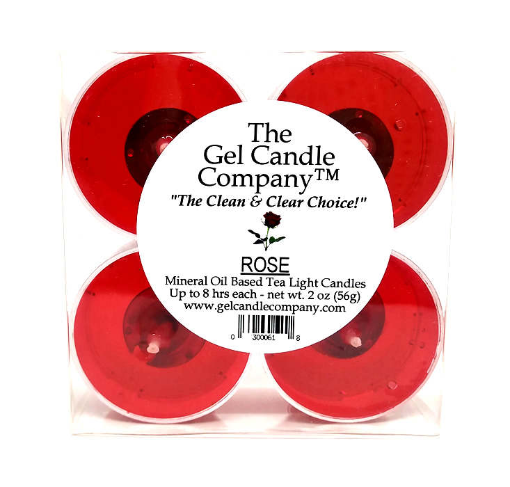 Rose Scented Gel Candle Tea Lights - 4 pk. - Click Image to Close