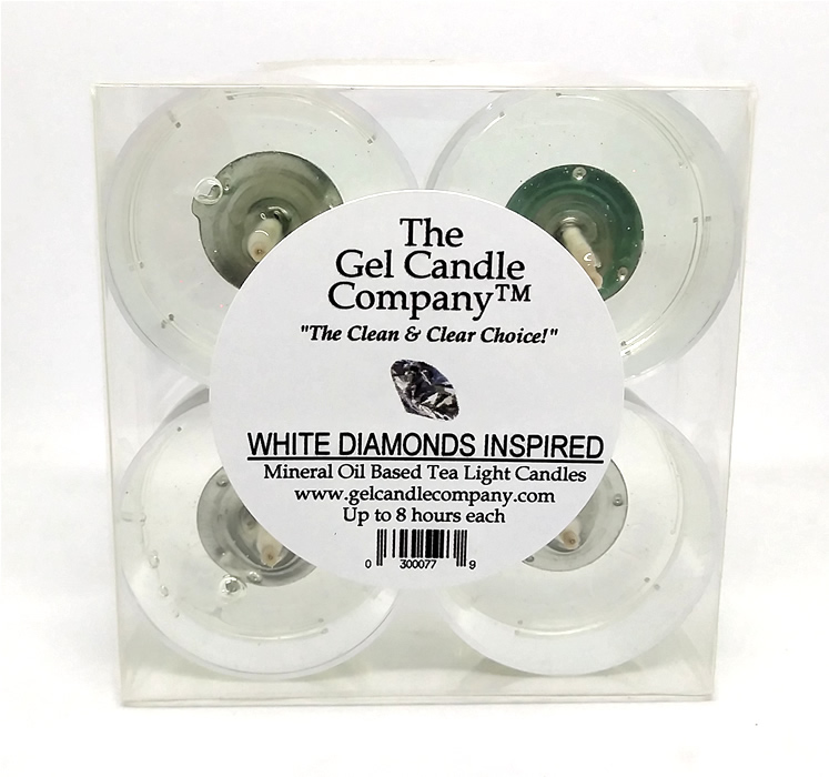 White Diamonds Inspired Scented Gel Candle Tea Lights - 4 pk. - Click Image to Close