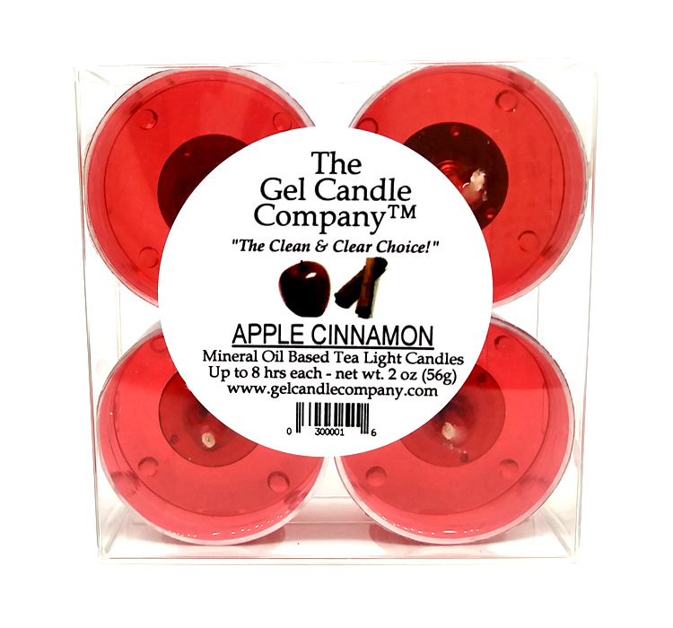 Apple Cinnamon Scented Gel Candle Tea Lights - 4 pk. - Click Image to Close