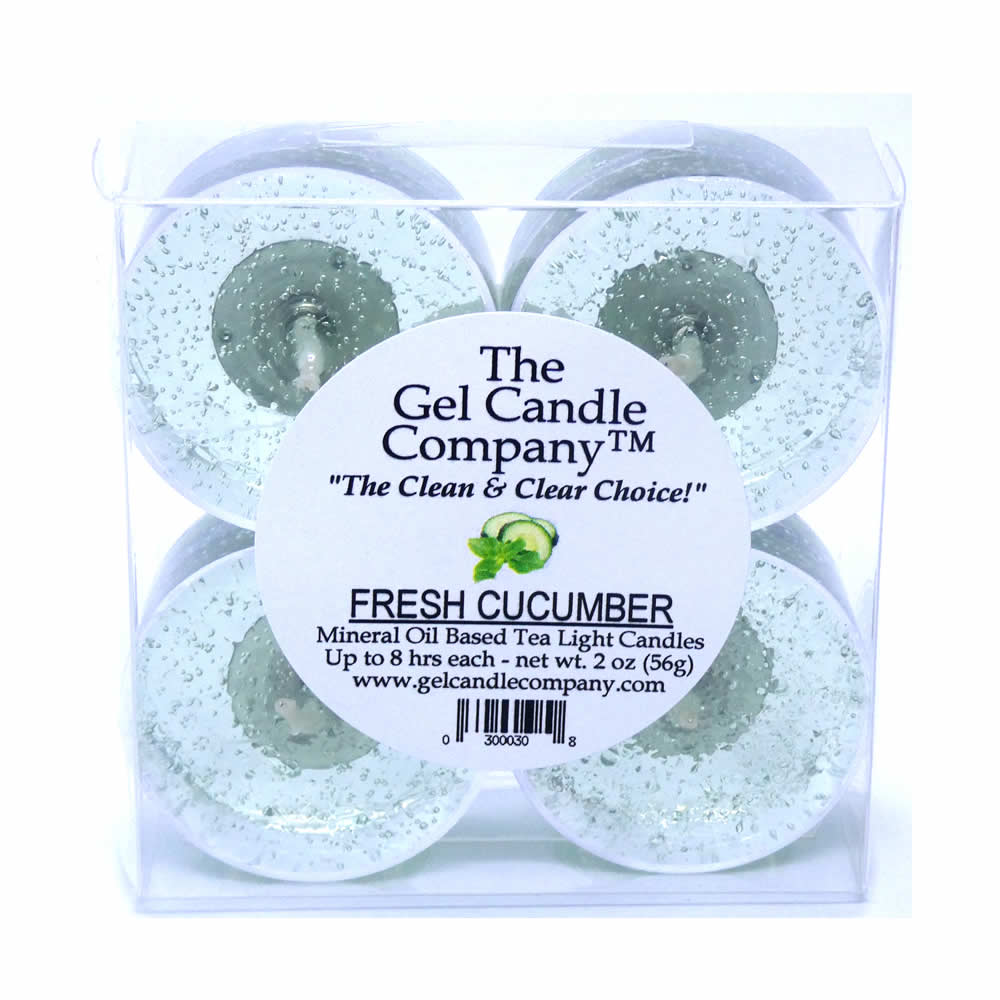 Fresh Cucumber Scented Gel Candle Tea Lights - 4 pk. - Click Image to Close