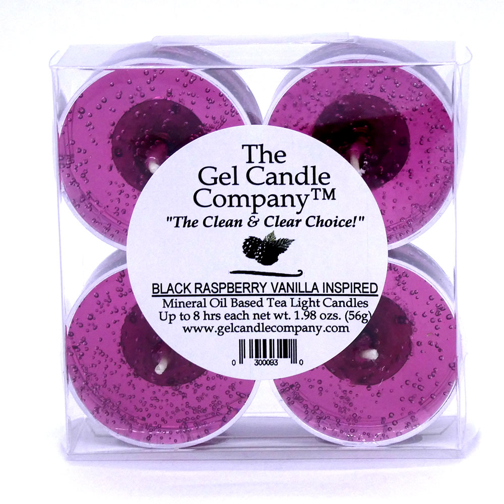 Black Raspberry Vanilla Inspired Gel Candle Tea Lights - 4 pk. - Click Image to Close