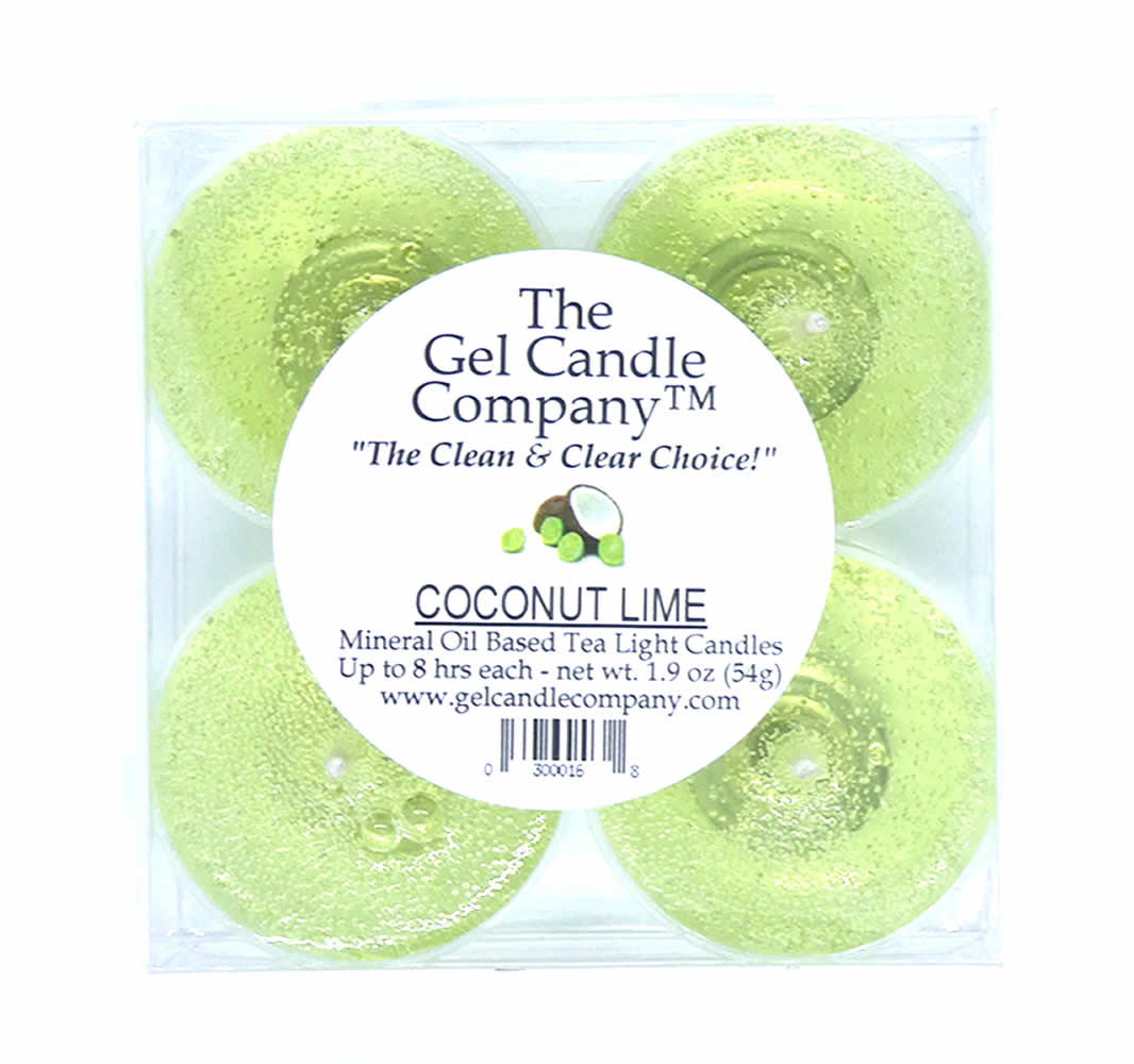 Coconut Lime Scented Gel Candle Tea Lights - 4 pk. - Click Image to Close