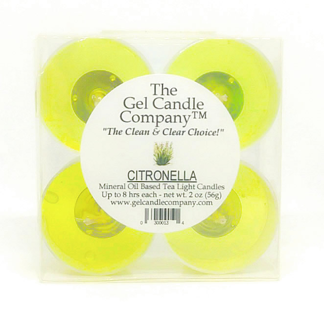 Citronella Scented Gel Candle Tea Lights - 4 pk. - Click Image to Close