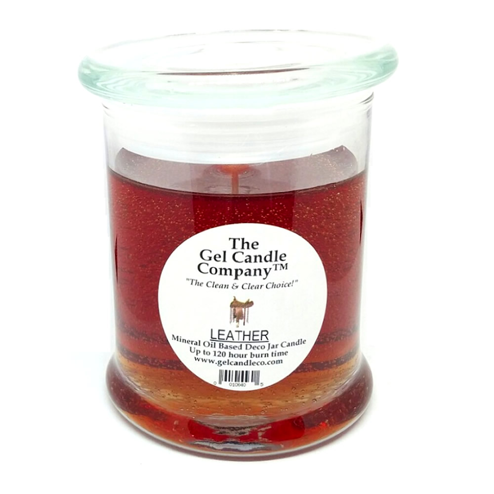 Leather Scented Gel Candle up to 120 Hour Deco Jar