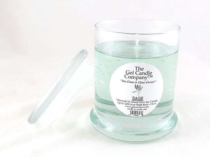 Sage Scented Gel Candle up to 120 Hour Deco Jar - Click Image to Close