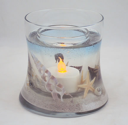 Seahorse Hour Glass Seascape Forever Gel Candle Design - Click Image to Close