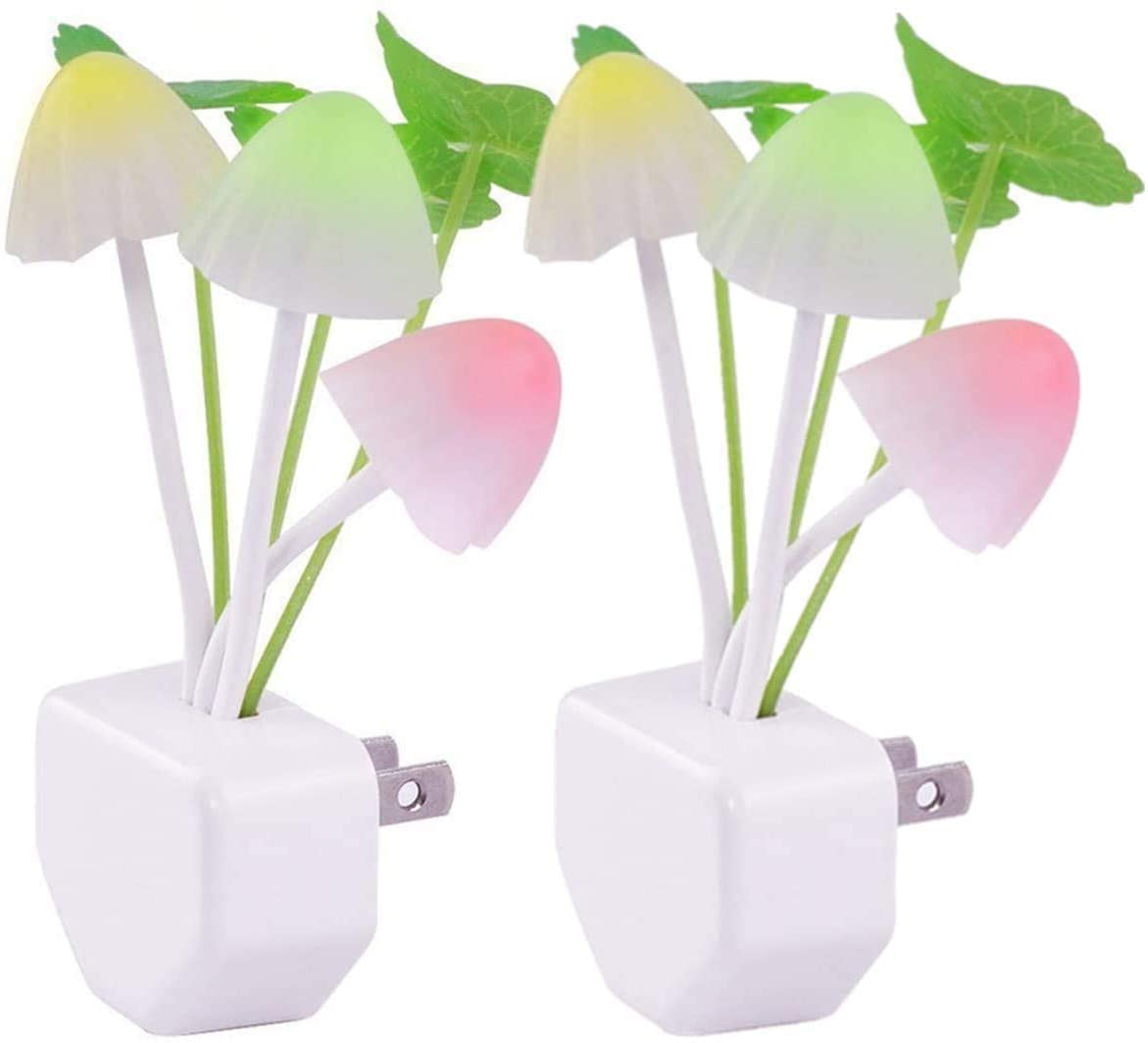 Pack of qty 2 Mushroom Color Changing LED Plug In Night Lights