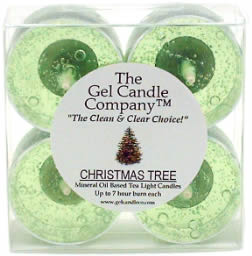 Christmas Tree Scented Gel Candle Tea Lights - 4 pk. - Click Image to Close