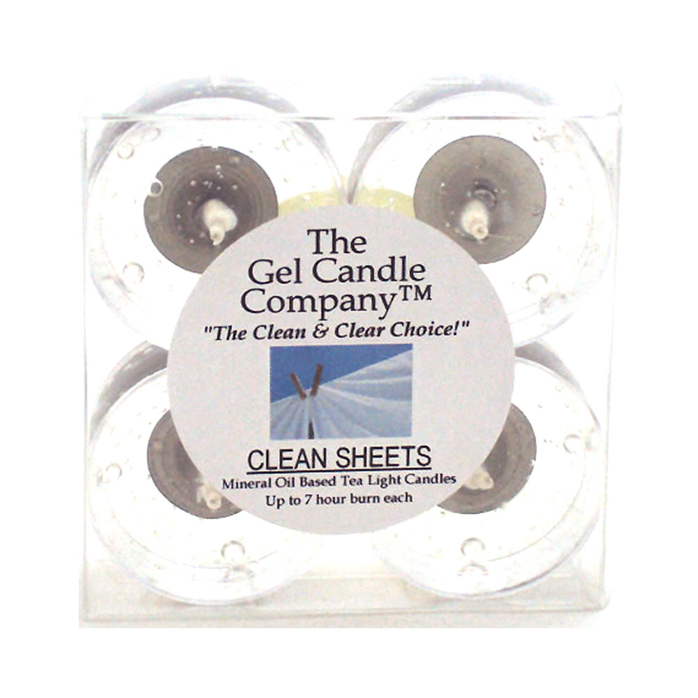 Clean Sheets Scented Gel Candle Tea Lights - 4 pk. - Click Image to Close