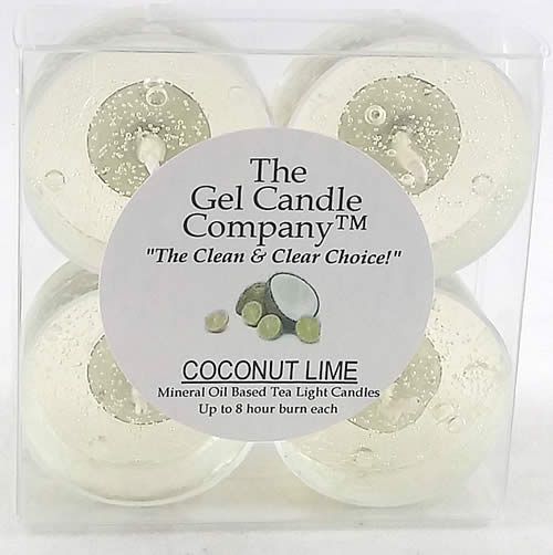 Coconut Lime Scented Gel Candle Tea Lights - 4 pk.