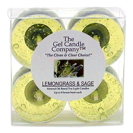 Lemongrass and Sage Scented Gel Candle Tea Lights - 4 pk.