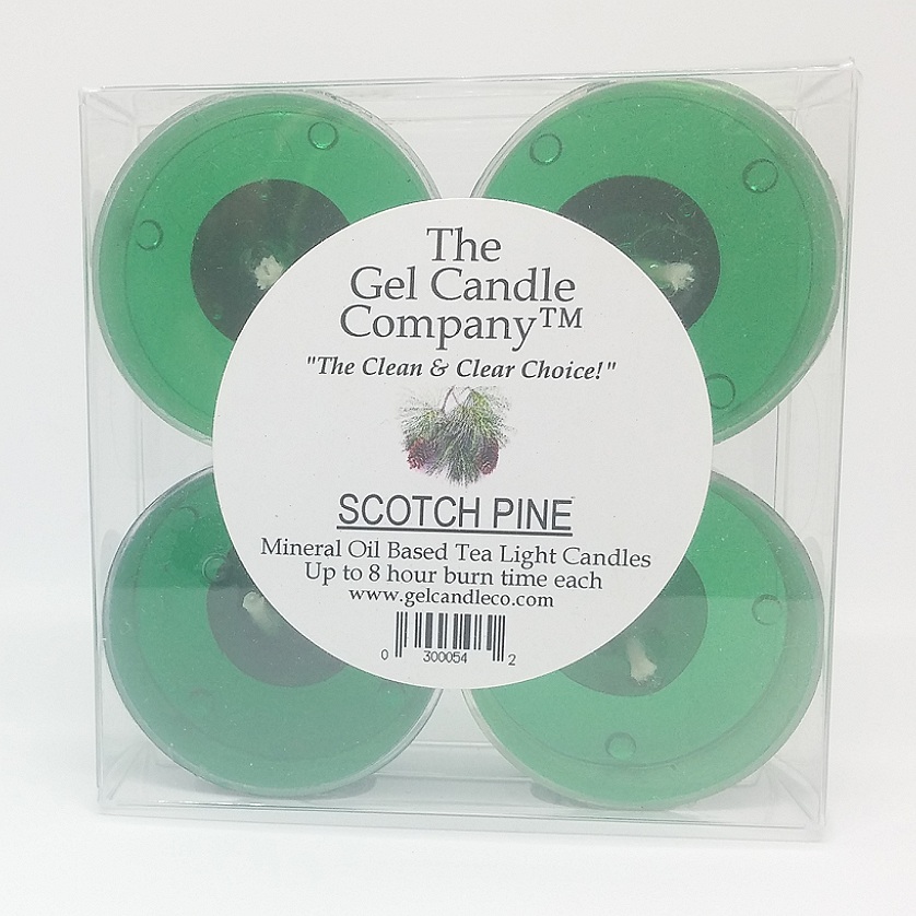 Scotch Pine Scented Gel Candle Tea Lights - 4 pk. - Click Image to Close