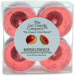Mango Papaya Scented Gel Candle Tea Lights - 4 pk.