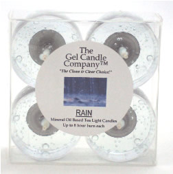 Rain Scented Gel Candle Tea Lights - 4 pk. - Click Image to Close