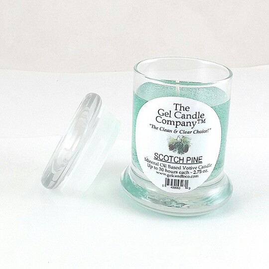 Scotch Pine Scented Gel Candle Votive - Click Image to Close