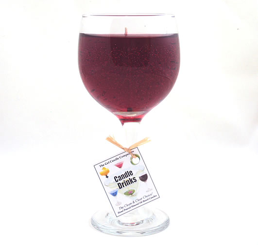 This is a realistic Merlot Red Wine gel candle in a simple yet elegant wine 