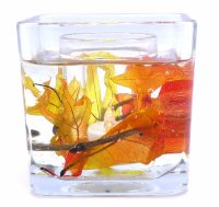 (image for) Flameless Fall Leaves Flameless Forever Gel Candle Glass Cube