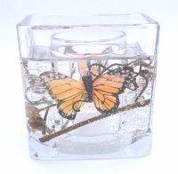 (image for) Flameless Light Orange Butterfly Forever Gel Candle Design Cube