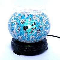(image for) Elegant Cracked Glass Aroma Lamp Diffuser Warmer - Aqua Silver