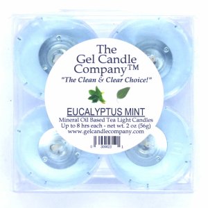 (image for) Eucalyptus Mint Scented Gel Candle Tea Lights - 4 pk.