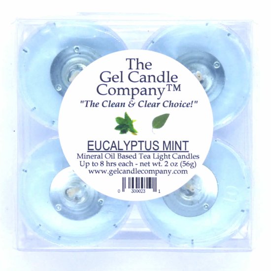 (image for) Eucalyptus Mint Scented Gel Candle Tea Lights - 4 pk.