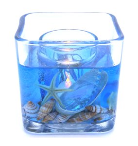 (image for) Blue Ocean Starfishes and Seashells Flameless Gel Candle Design