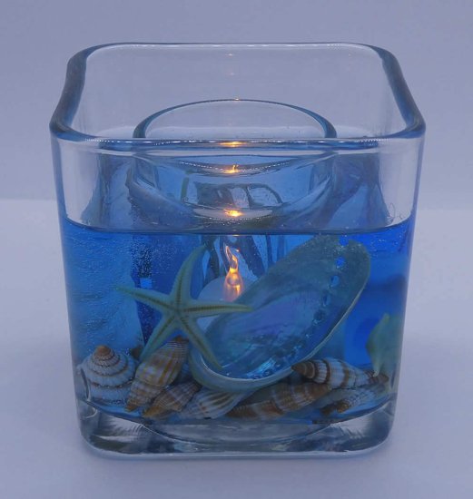 (image for) Blue Ocean Starfishes and Seashells Flameless Gel Candle Design