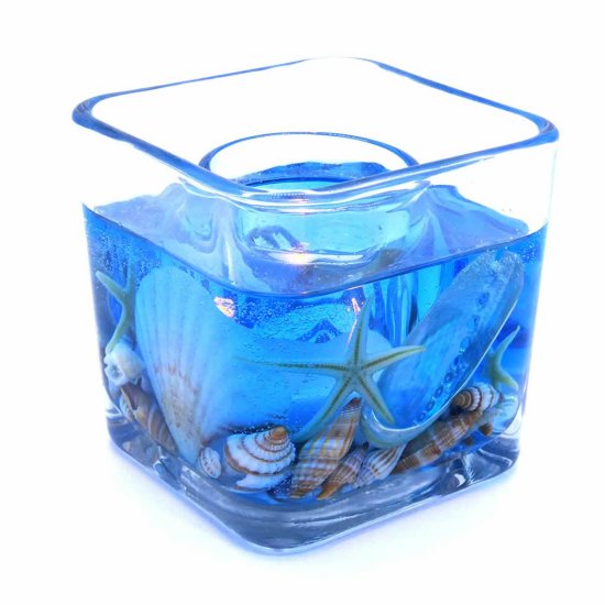 (image for) Blue Ocean Starfishes and Seashells Flameless Gel Candle Design