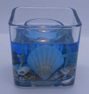 (image for) Blue Ocean Starfishes and Seashells Flameless Gel Candle Design
