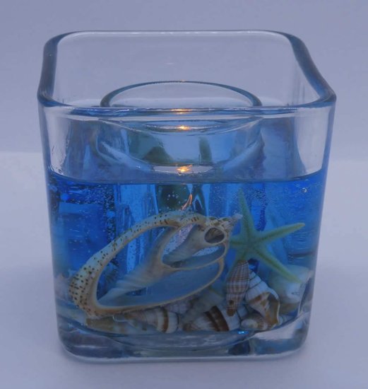 (image for) Blue Ocean Starfishes and Seashells Flameless Gel Candle Design