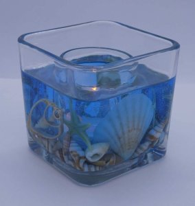 (image for) Blue Ocean Starfishes and Seashells Flameless Gel Candle Design