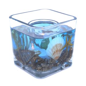 (image for) Deep Blue Ocean Starfishes Seashells Flameless Gel Candle Design