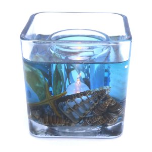 (image for) Deep Blue Ocean Starfishes Seashells Flameless Gel Candle Design