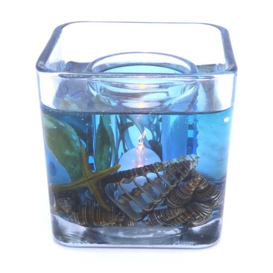 (image for) Deep Blue Ocean Starfishes Seashells Flameless Gel Candle Design