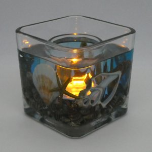 (image for) Deep Blue Ocean Starfishes Seashells Flameless Gel Candle Design