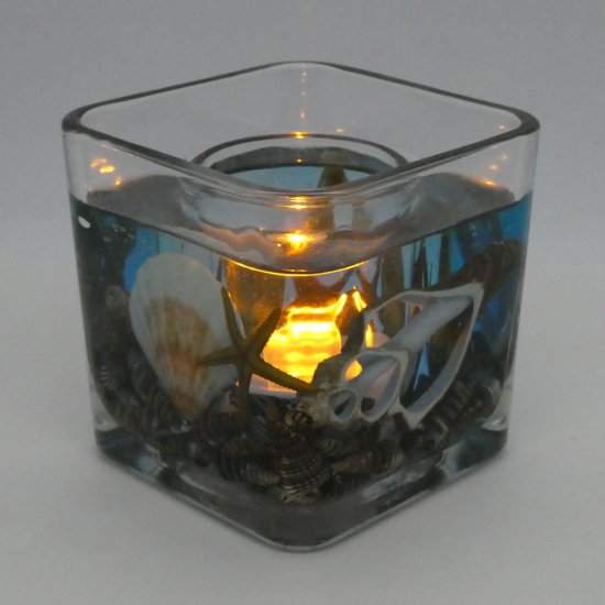 (image for) Deep Blue Ocean Starfishes Seashells Flameless Gel Candle Design