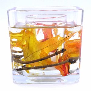 (image for) Flameless Fall Leaves Flameless Forever Gel Candle Glass Cube