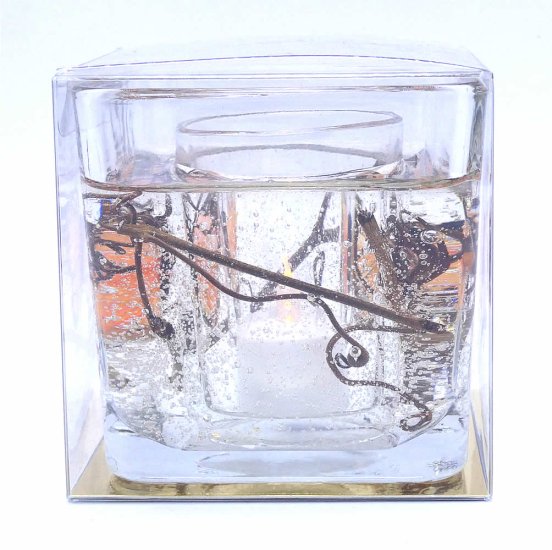 (image for) Flameless Light Orange Butterfly Forever Gel Candle Design Cube